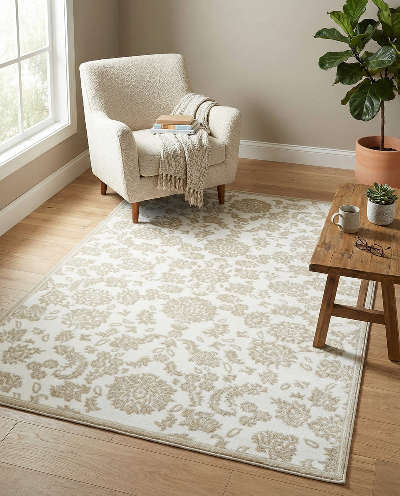 Andes Summit Collection Area Rug -  Chimborazo Rectangle White Brown  lifestyle 14