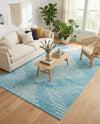 Seychelles Stripes Collection Area Rug - Mahe (Light Blue) Rectangle Light Blue  lifestyle 6