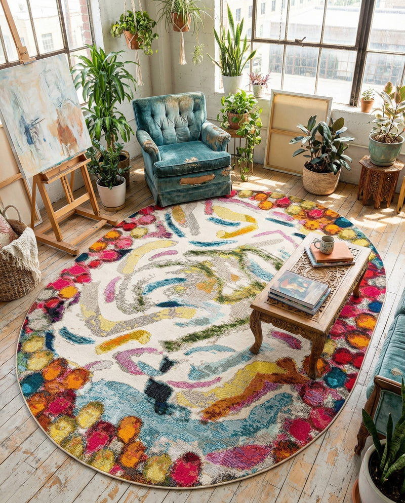 Colorburst Oasis Collection Area Rug -  Calypso Oval Multi  lifestyle 64