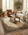 Tabriz Tapestry Collection Area Rug - Azerbaijan (Ivory) Rectangle Ivory  lifestyle 9