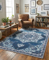 Baroque Era Collection Area Rug - Versailles (Navy Blue) Rectangle Navy Blue  lifestyle 14