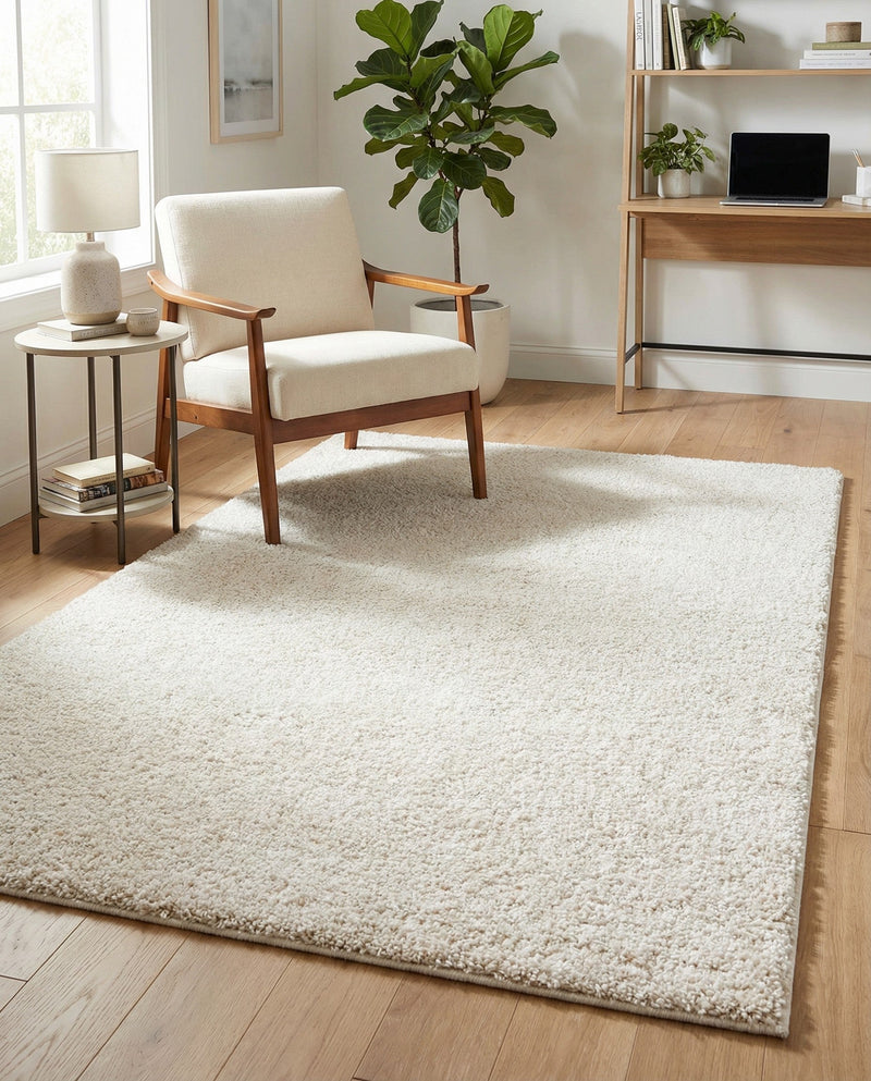 Solid Shag Seaside Collection Area Rug - Azure Cove (Ivory) Rectangle Ivory  lifestyle 22