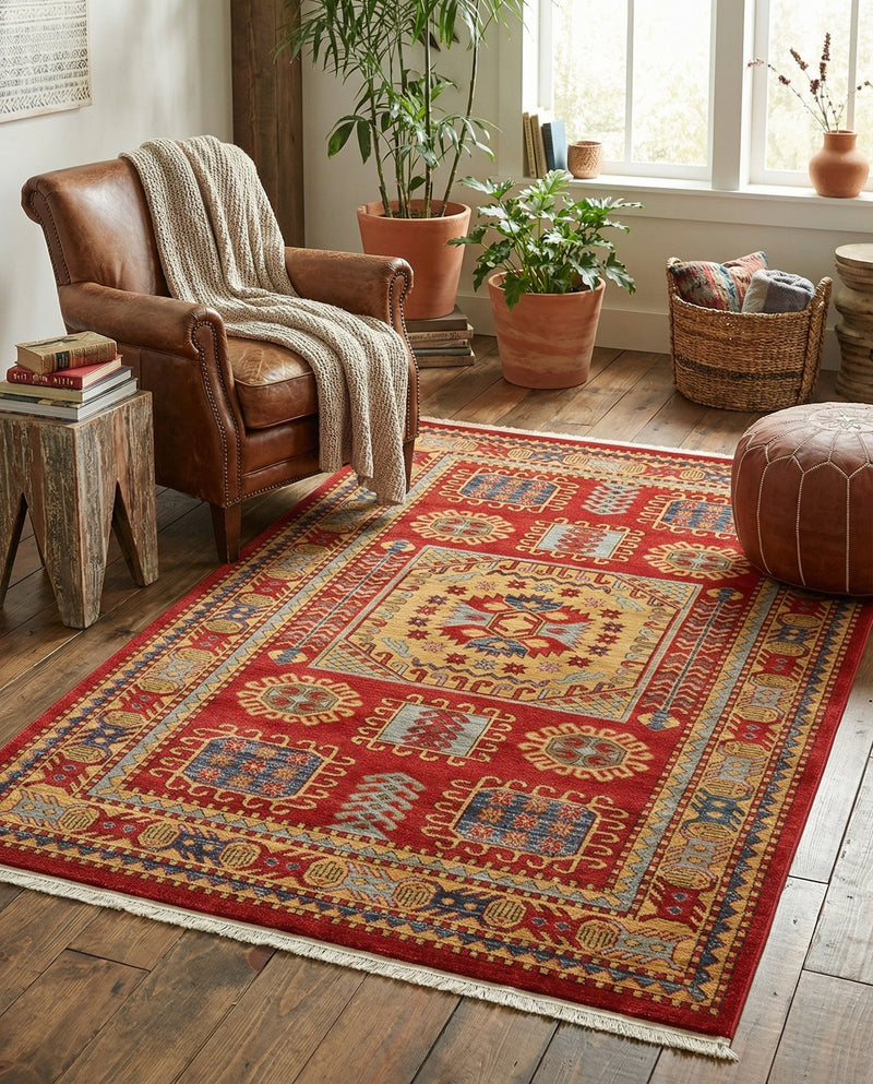 Persian Elegance Collection Area Rug -  Zanjan Rectangle Red  lifestyle 9