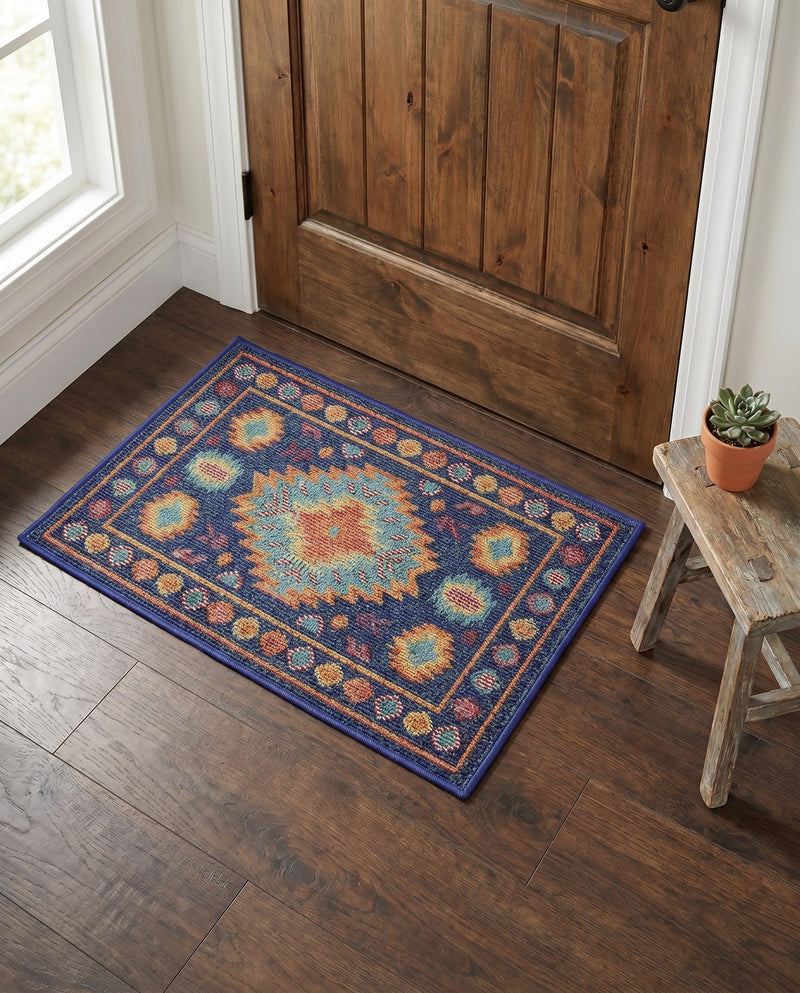 Coastal Terrace Collection Area Rug -  Dunes Rectangle Navy Blue  lifestyle 9