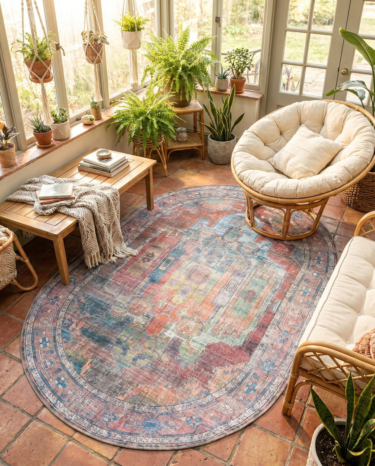 Zahara Oasis Collection Area Rug - Sahara Oval Multi  lifestyle 177