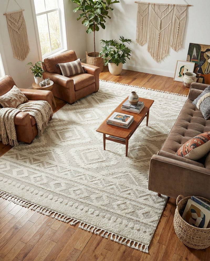 Sahara Chic Collection Area Rug -  Fez Rectangle Ivory  lifestyle 18