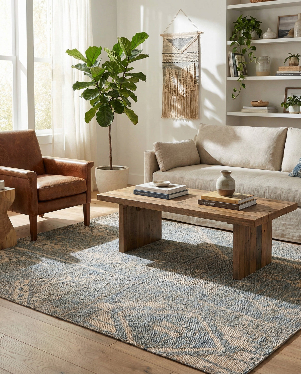 Savannah Threads Collection Area Rug -  Kalahari Rectangle Antique Blue  lifestyle 15