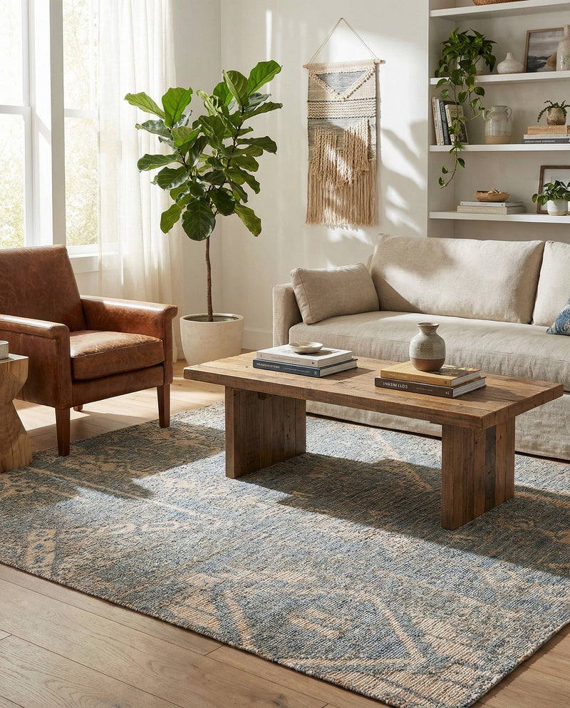 Savannah Threads Collection Area Rug -  Kalahari Rectangle Antique Blue  lifestyle 15