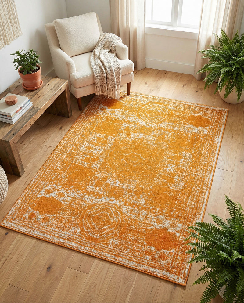 Dover Terrace Collection Area Rug -  Lagoon (Orange) Rectangle Orange  lifestyle 21