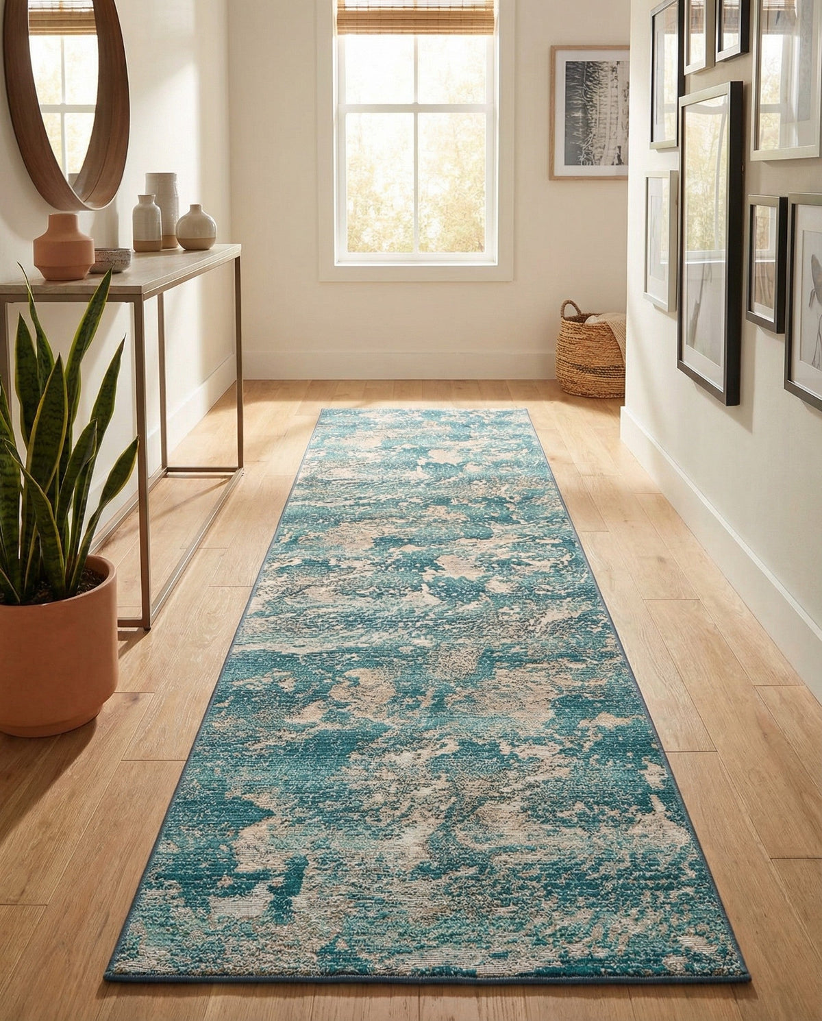 Urban Terrace Collection Area Rug -  Gazebo Runner Aqua Blue  lifestyle 92