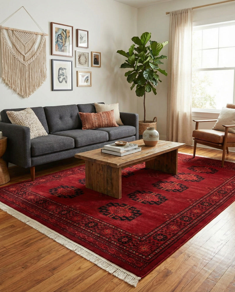 Samarkand Elegance Collection Area Rug -  Fergana Rectangle Red  lifestyle 11
