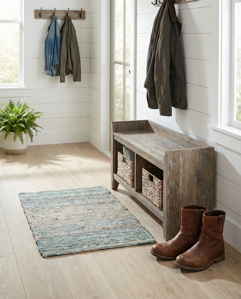 Savannah Threads Collection Area Rug -  Gobi Rectangle Ivory and Blue  lifestyle 27