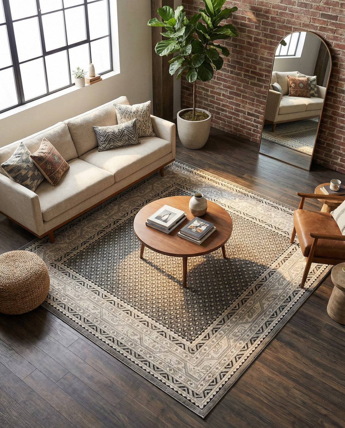 Soho Elegance Collection Area Rug -  Mercer (Gray) Square Gray  lifestyle 90