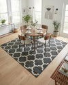 Lattice Gardens Collection Area Rug -  Bloomfield (Black) Square Black  lifestyle 73