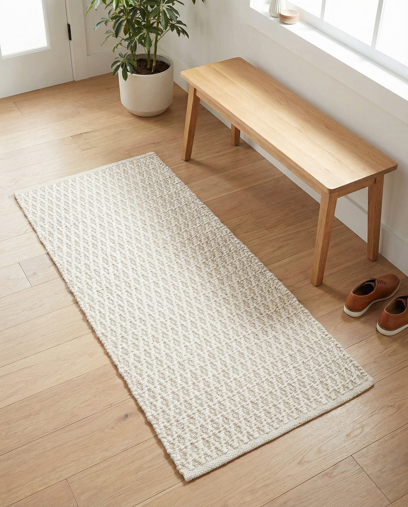 Trellis Wool Collection Area Rug - Cobbles Runner Ivory  lifestyle 80
