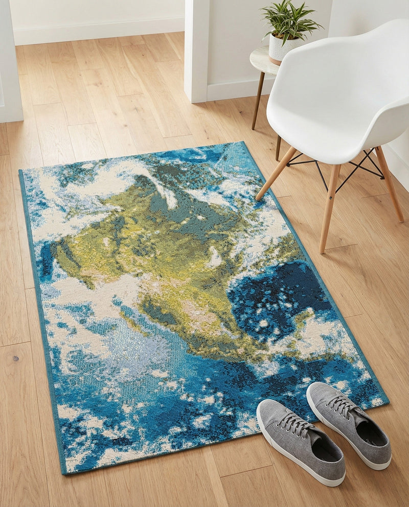 Urban Terrace Collection Area Rug -  Pergola Rectangle Blue  lifestyle 3