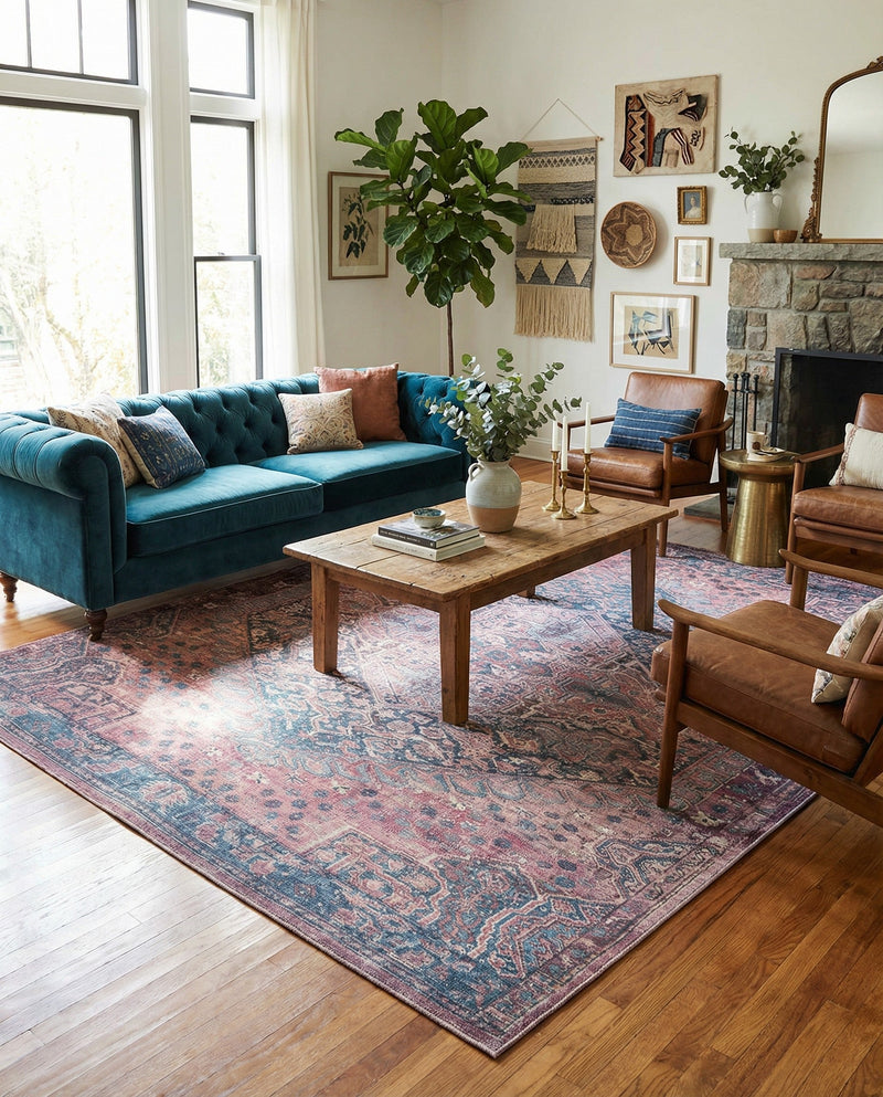 Zahara Oasis Collection Area Rug -  Agadir Square Antique Rust Red  lifestyle 79