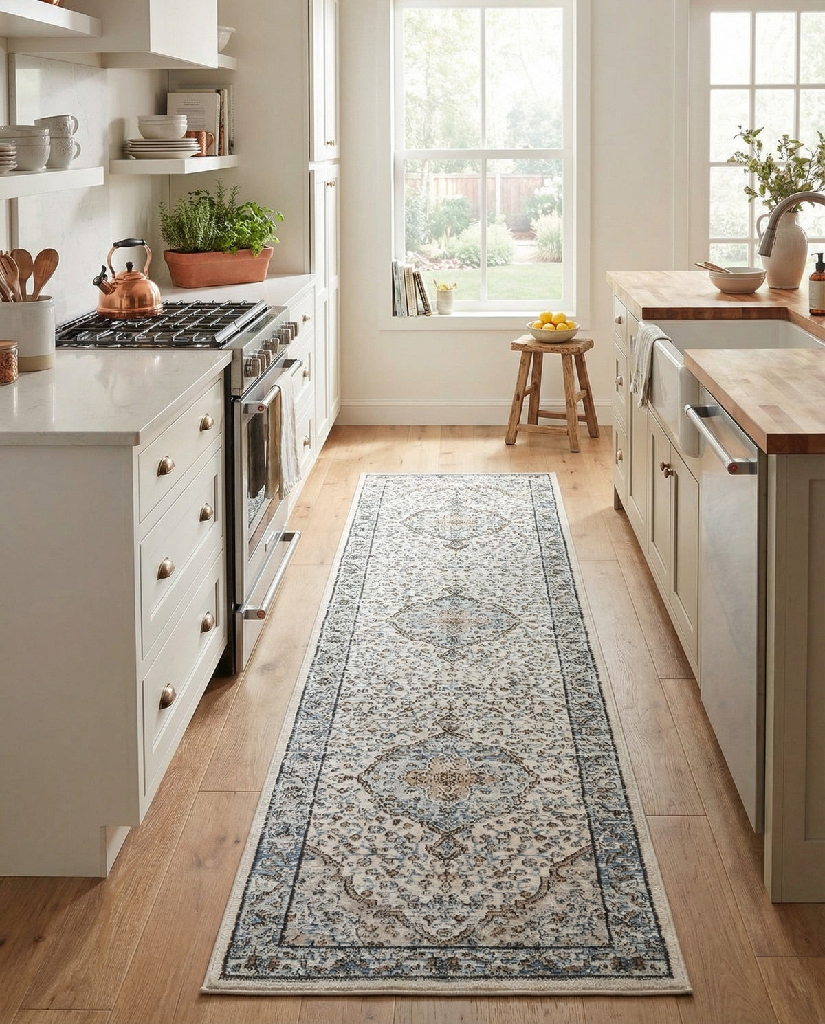 Mykonos Manor Collection Area Rug - Delos Runner Blue  lifestyle 153