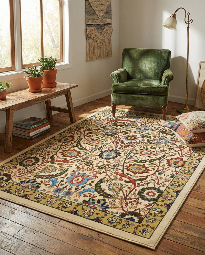 Tabriz Tapestry Collection Area Rug - Sahand (Cream) Rectangle Cream  lifestyle 15