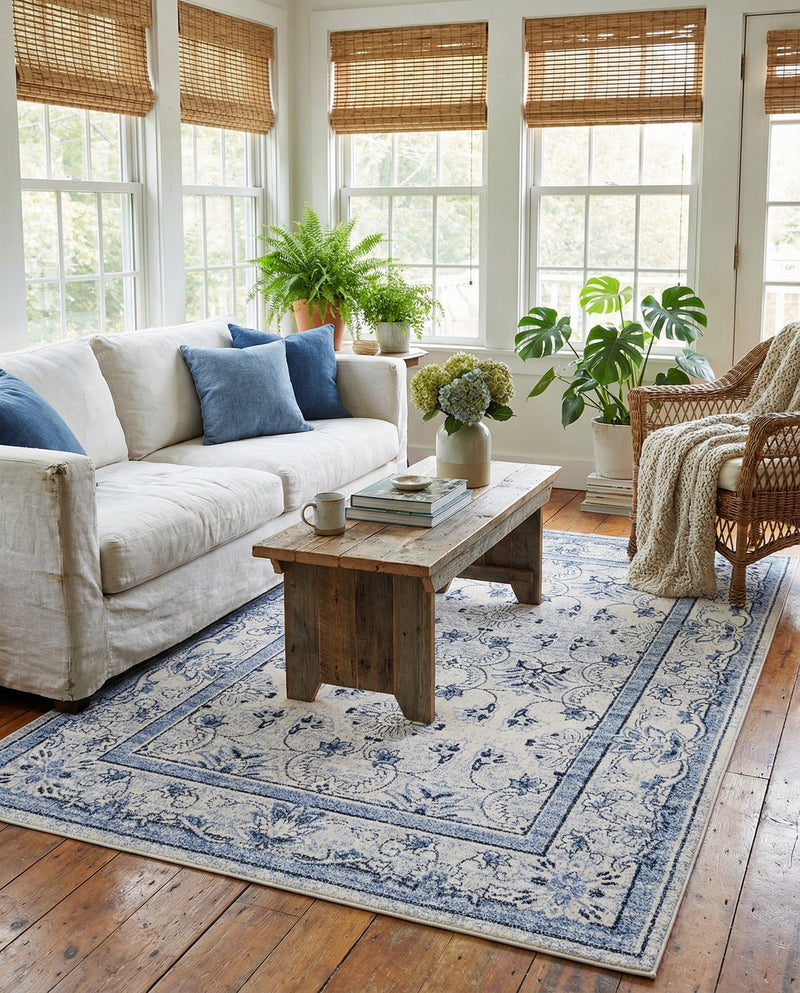 Horizon Collection Area Rug -  Meridian Rectangle Ivory Blue  lifestyle 23