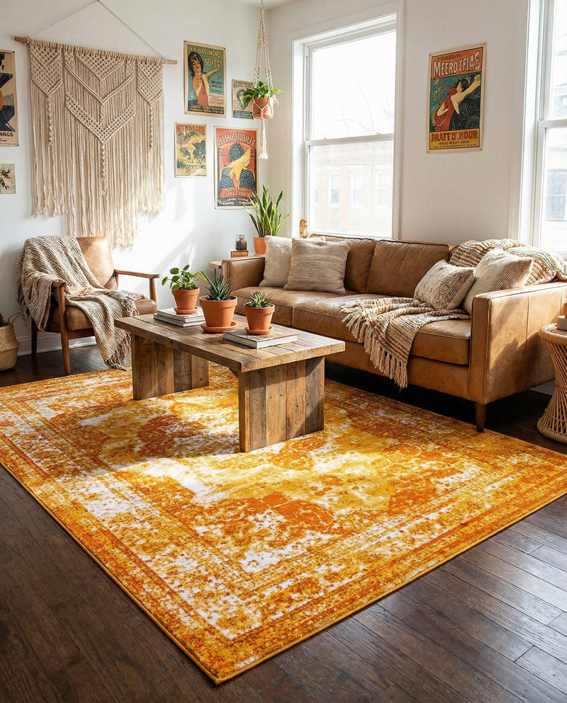 Riviera Elegance Collection Area Rug -  Menton (Orange) Rectangle Orange  lifestyle 11