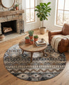 Desert Modern Eco Rug Series Collection Area Rug -  Sonora Round Khaki Gray  lifestyle 49