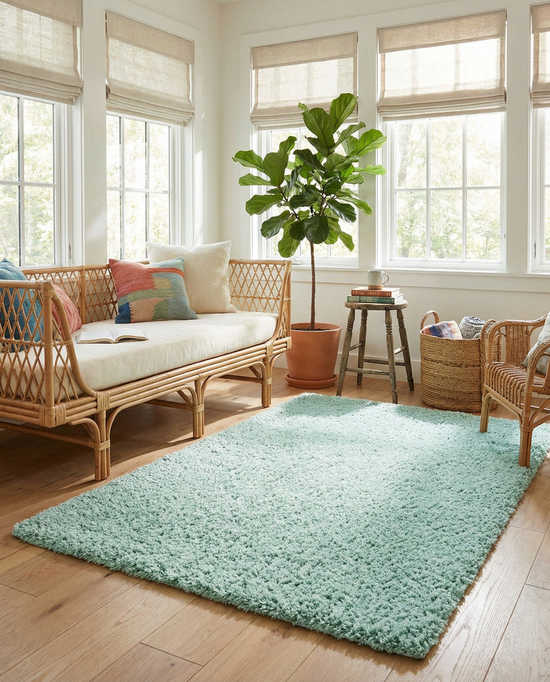 Eternal Plush Oasis Collection Area Rug -  Tranquility (Cyan) Rectangle Cyan  lifestyle 21