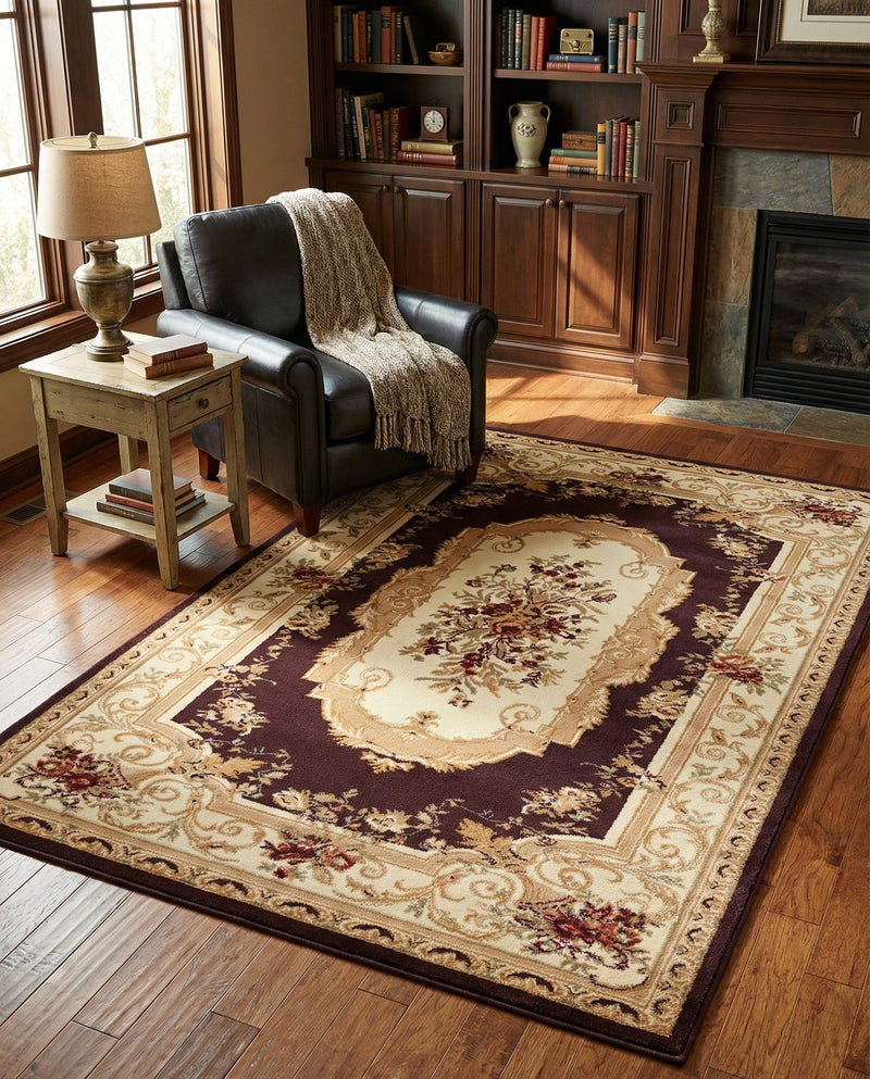 Versailles Elegance Collection Area Rug -  Louveciennes (Brown) Rectangle Brown  lifestyle 30