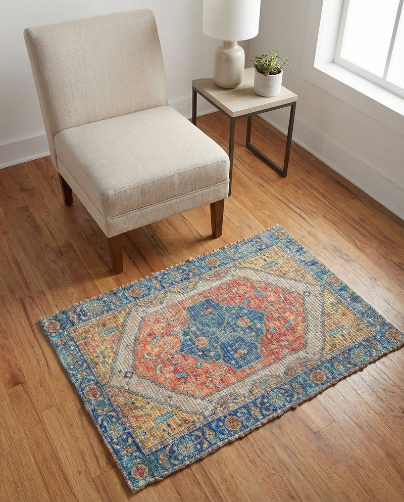 Savannah Threads Collection Area Rug - Charleston Rectangle Orange Yellow  lifestyle 6