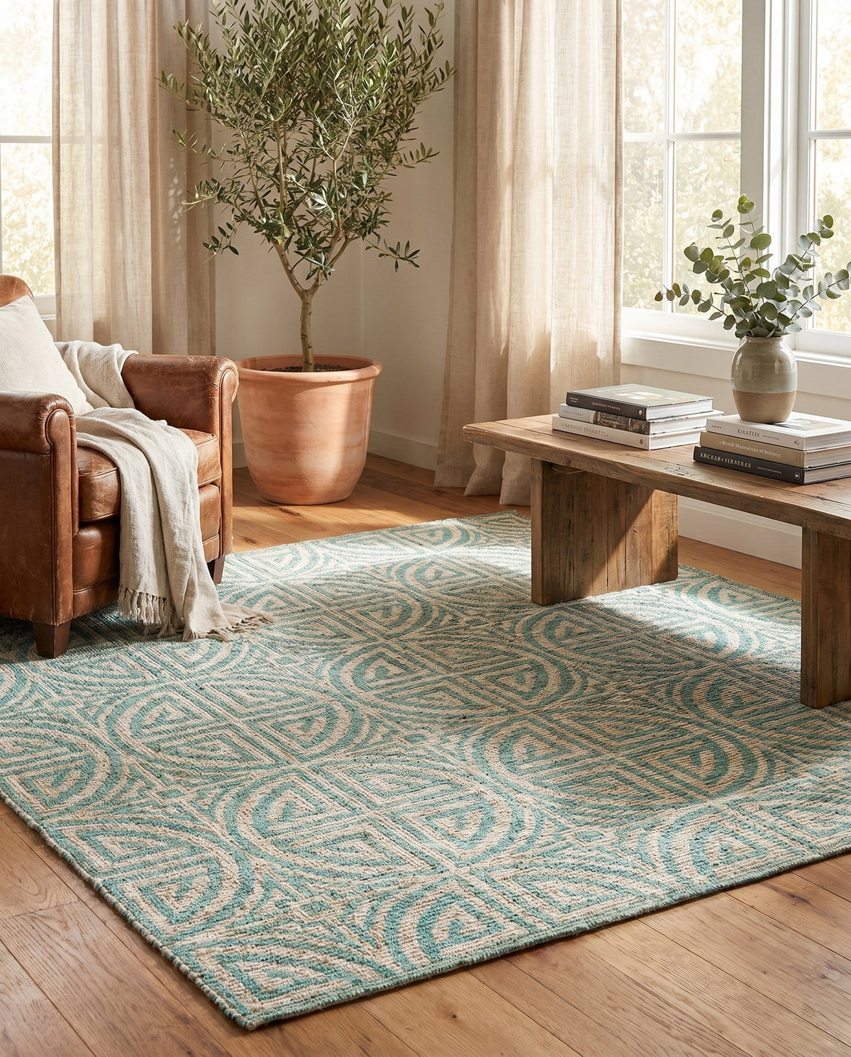 Savannah Threads Collection Area Rug -  Thar Square Blue and Ivory  lifestyle 160