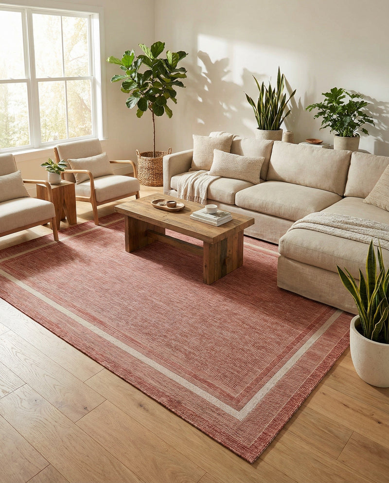 Terrace Fringe Collection Area Rug - Veranda (Rust Red) Rectangle Rust Red  lifestyle 33