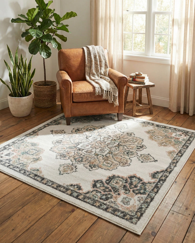 Beverly Grove Collection Area Rug - Melrose (Ivory) Square Ivory  lifestyle 59
