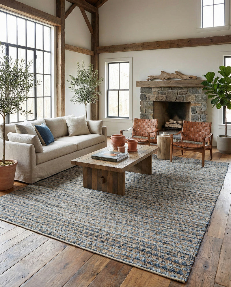 Osian Looms Collection Area Rug - Mumbai Rectangle Navy Blue  lifestyle 8