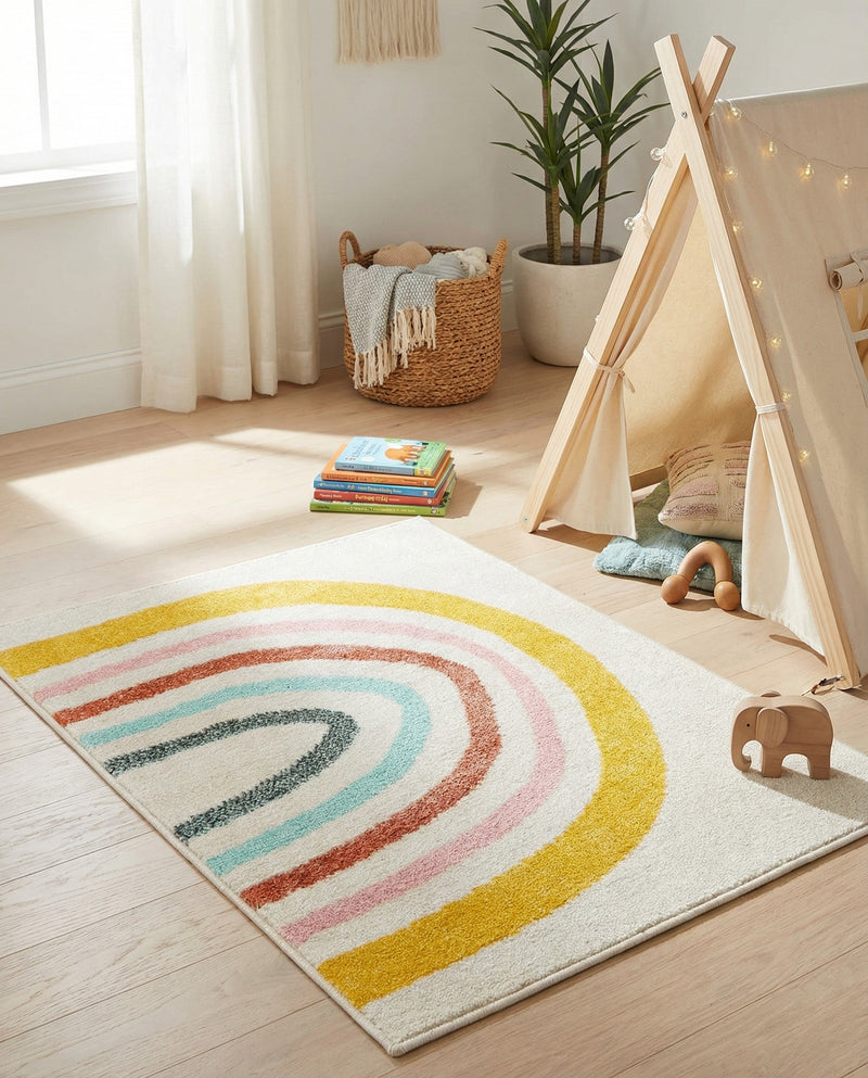 Wonder Tykes Collection Area Rug -  Illusion Rectangle Ivory  lifestyle 3