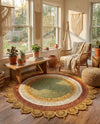 Woven Seaside Jute Collection Area Rug - Coastalhaven (Sunflower Yellow) Round Sunflower Yellow  lifestyle 18