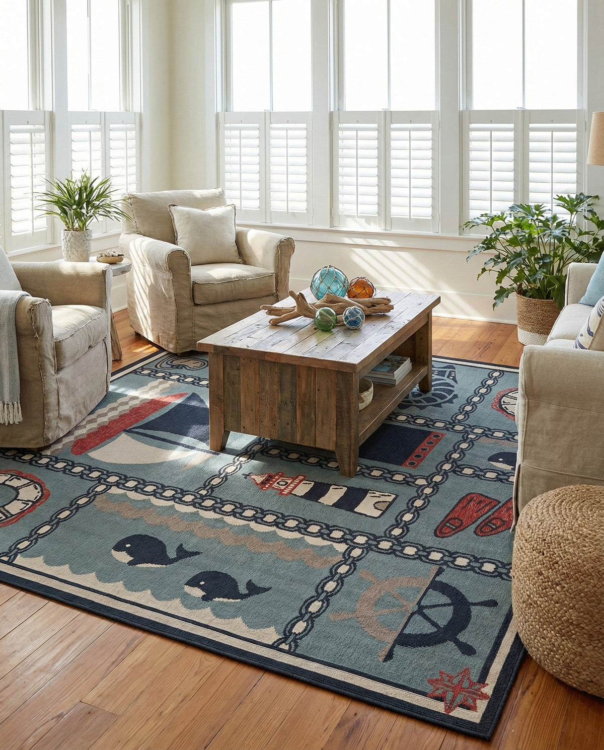 Seaside Haven Rugs Collection Area Rug -  Anchorage Square Blue  lifestyle 88