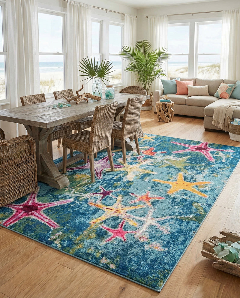 Sorrento Shores Collection Area Rug - Positano Rectangle Navy Blue  lifestyle 38