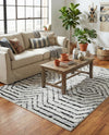 Marrakech Mosaic Collection Area Rug -  Tangier Rectangle Black and White  lifestyle 14