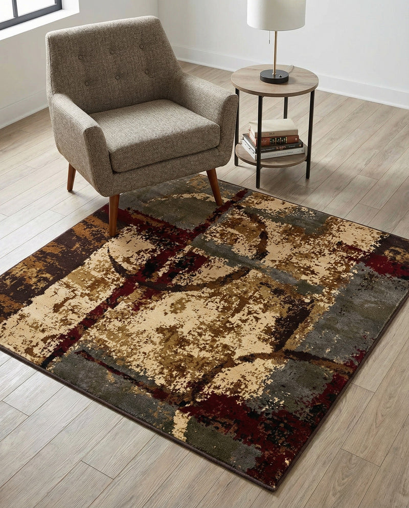Bistro Lounge Collection Area Rug -  FlatWhite Square Multi  lifestyle 35
