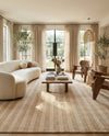 Hampton Stripes Wool Collection Area Rug - Montauk Rectangle Beige  lifestyle 46