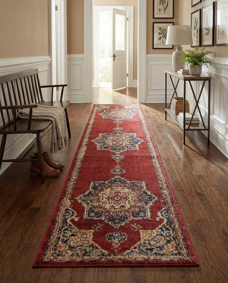 Eden Oasis Collection Area Rug -  Tranquility (Burgundy) Runner Burgundy  lifestyle 60