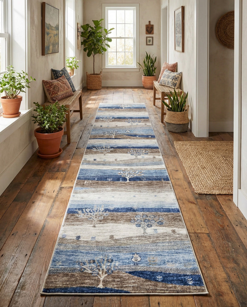 Zagros Shades Collection Area Rug -  Behbahan Runner Blue Gray  lifestyle 51