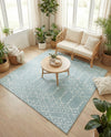 Marrakesh Lattice Collection Area Rug - Casablanca (Aqua) Square Aqua  lifestyle 76