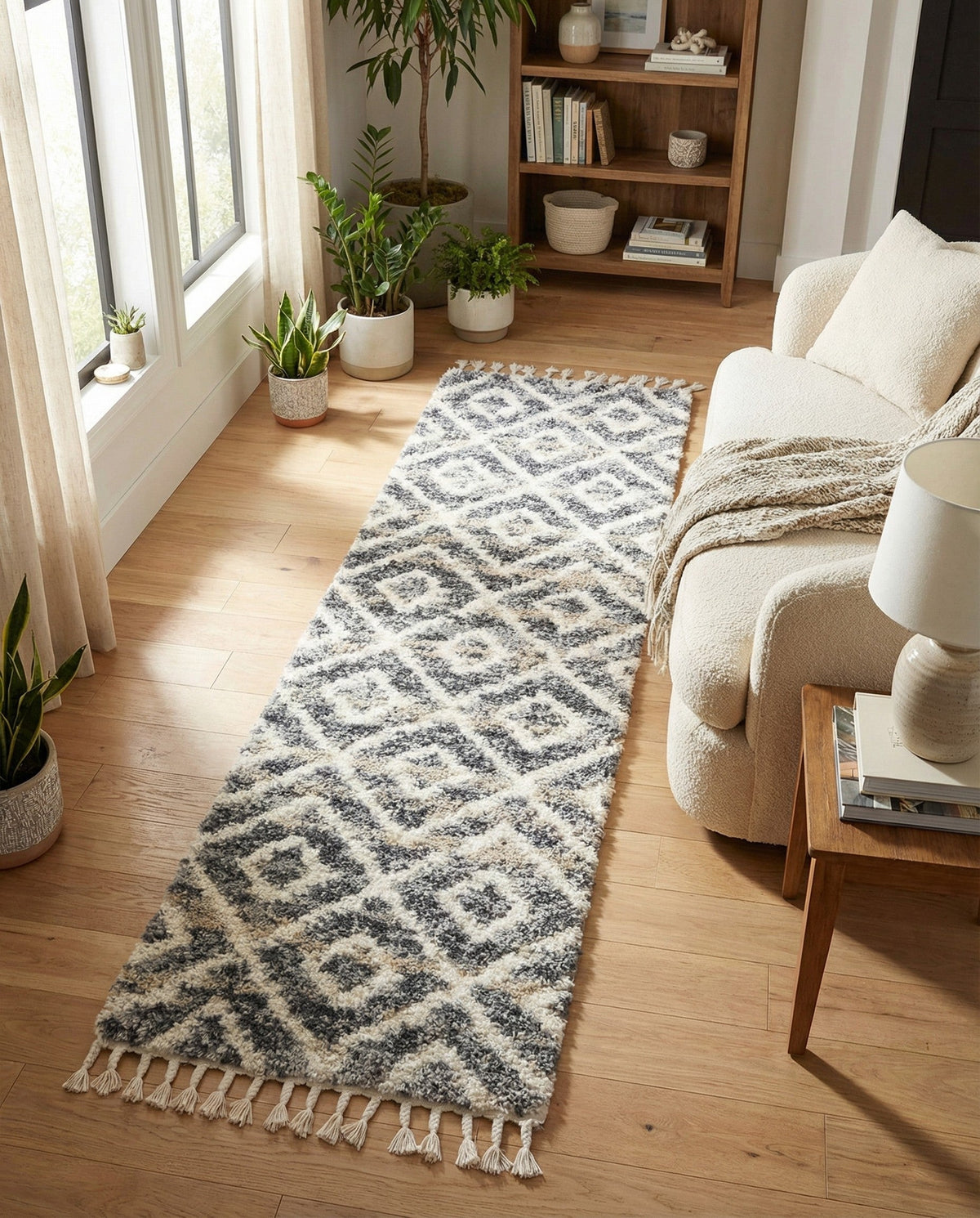 Cozy Cove Shag Collection Area Rug -  Dunes Runner Gray  lifestyle 161