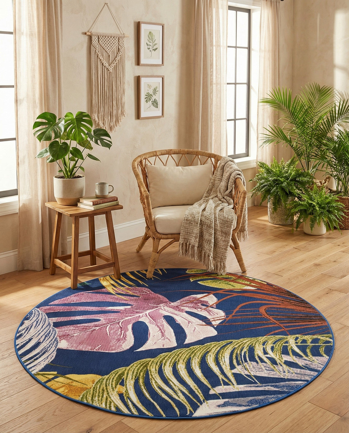 Meadow Breeze Collection Area Rug -  Clover Round Multi  lifestyle 72