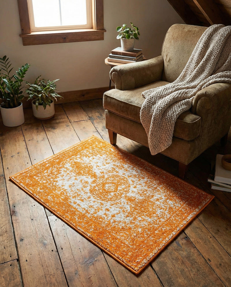 Dover Terrace Collection Area Rug - Marina (Orange) Rectangle Orange  lifestyle 25