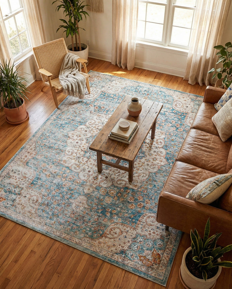 Coastal Haven Collection Area Rug - Seabreeze (Blue) Rectangle Blue  lifestyle 24