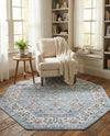 Savannah Elegance Collection Area Rug - Augusta (Aqua Blue) Octagon Aqua Blue  lifestyle 72