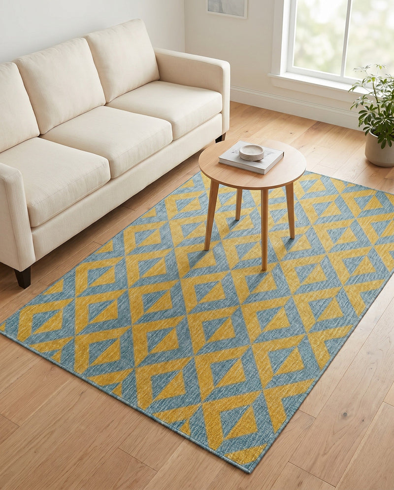 Urban Oasis Rugs Collection Area Rug -  Highrise (Yellow and Aqua) Rectangle Yellow and Aqua  lifestyle 12