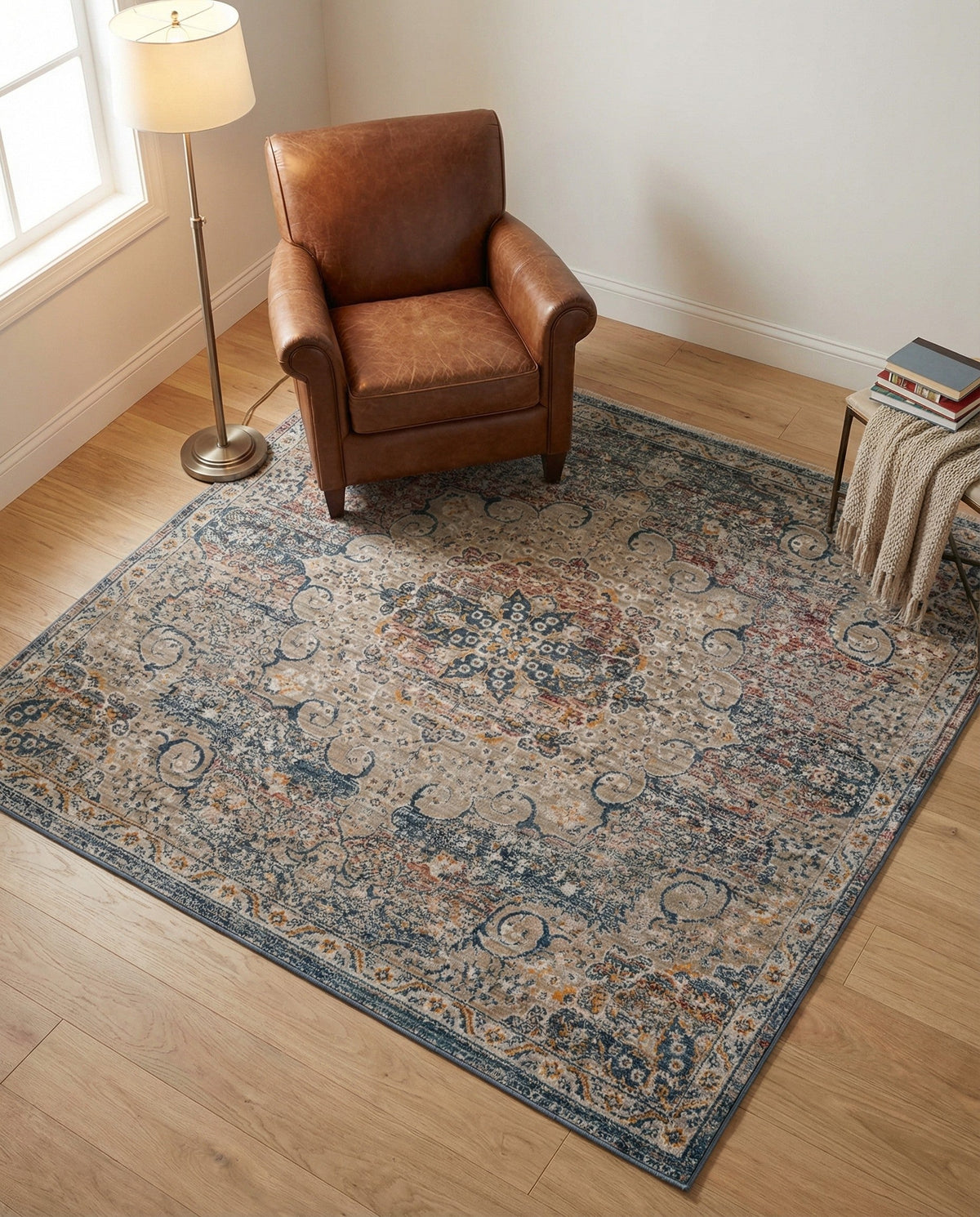 Coastal Haven Collection Area Rug - Seabreeze (Multi) Square Multi  lifestyle 89